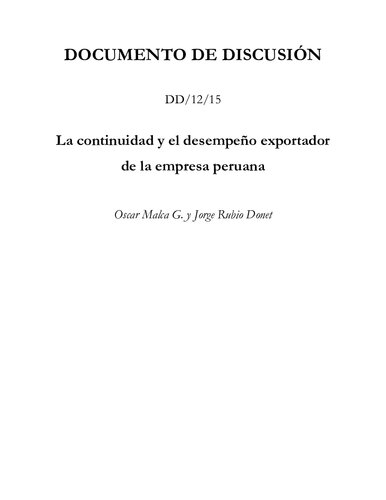 La continuidad y el desempeño exportador de la empresa peruana