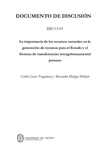 La importancia de los recursos naturales en la generación de recursos para el Estado y el Sistema de transferencias intergubernamental peruano