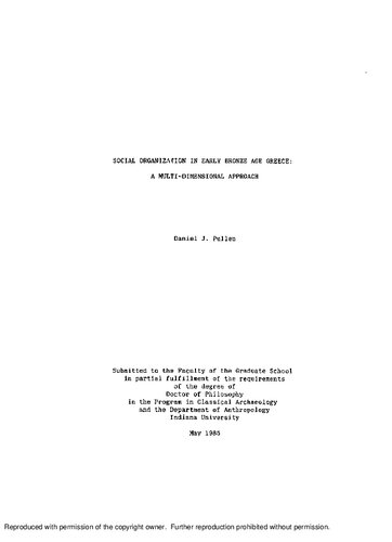 [Dissertation] Social Organization in Early Bronze Age Greece: A Multi-Dimensional Approach