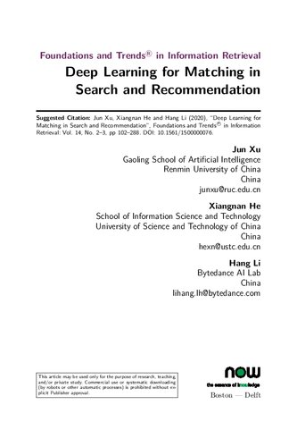 Deep Learning for Matching in Search and Recommendation