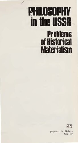 Philosophy in the URSS. Problems of Historical Materialism