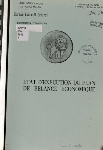 Etat d’exécution du plan de relance économique