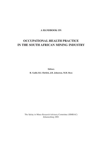 A Handbook on Occupational Health Practice in the South African Mining Industry
