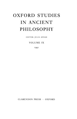 Oxford Studies in Ancient Philosophy: Volume IX