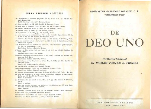 De Deo Uno (ST I.1-26)