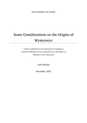 Some Considerations on the Origins of Wymysorys