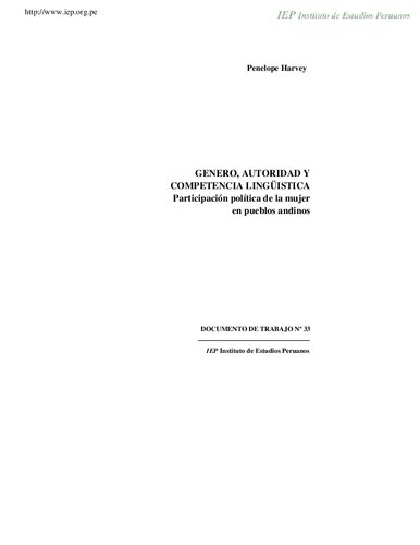 Género, autoridad y competencia lingüística. Participación política de la mujer en pueblos andinos