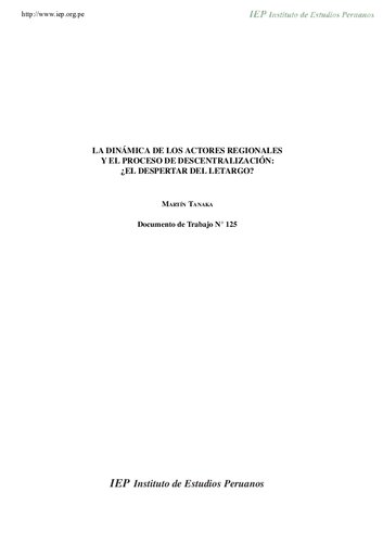 La dinámica de los actores regionales y el proceso de descentralización: ¿el despertar del letargo?