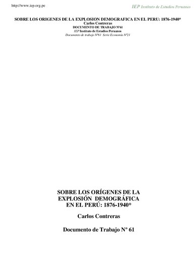 Sobre los orígenes de la explosión demográfica en el Perú: 1876-1940