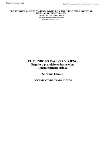 El mundo es racista y ajeno: orgullo y prejuicio en la sociedad limeña contemporánea