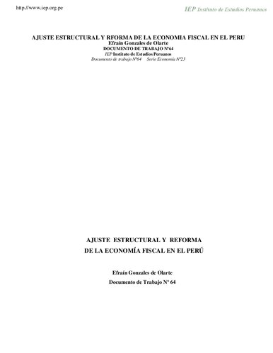 Ajuste estructural y reforma de la economía fiscal en el Perú