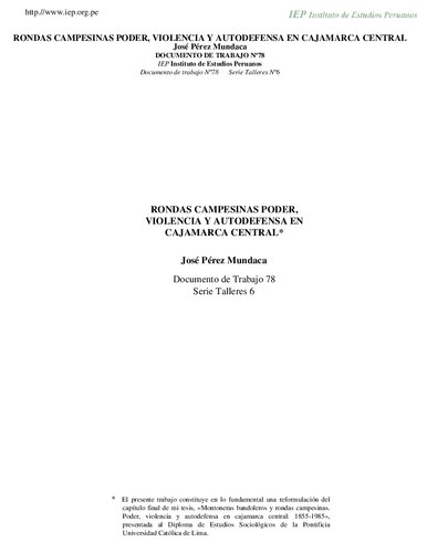 Rondas campesinas. Poder, violencia y autodefensa en Cajamarca central