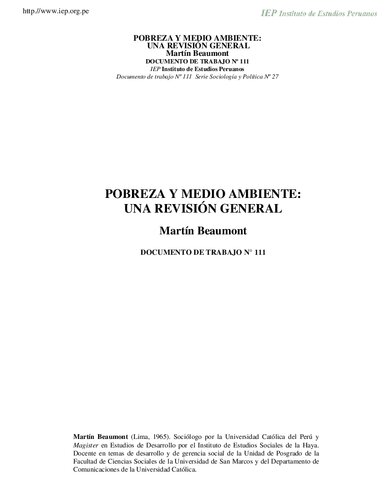 Pobreza y medio ambiente: una visión general