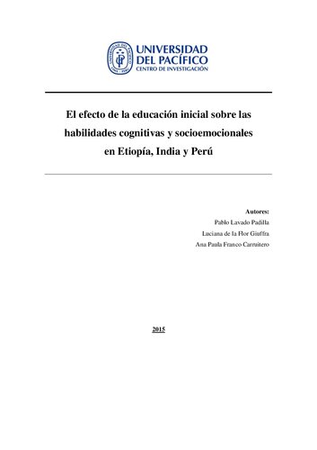 El efecto de la educación inicial sobre las habilidades cognitivas y socioemocionales en Etiopía, India y Perú