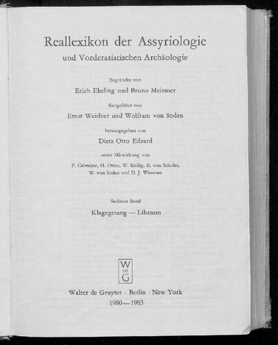 Reallexikon der Assyriologie und Vorderasiatischen Archäologie [RlA]