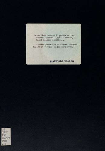 Session politique du Conseil national des 28-29 février et 1er mars 1984: rapport politique général