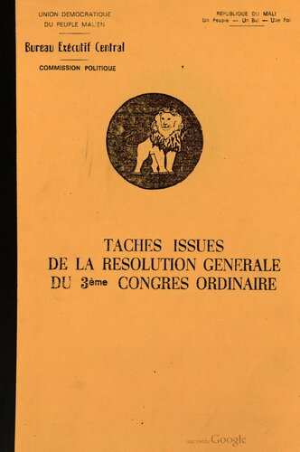 Taches issues de la résolution générale du 3ème Congrès ordinaire
