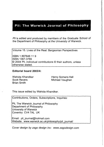 Lives of the real : Bergsonian perspectives