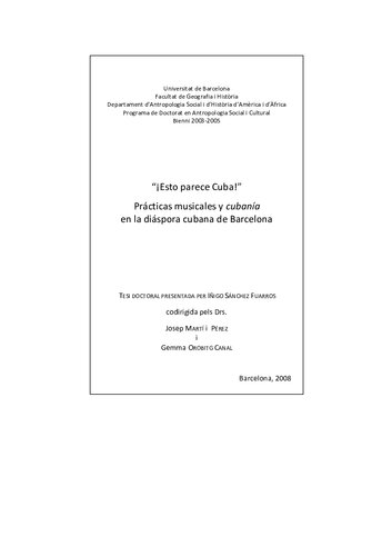 ¡Esto parece Cuba! Prácticas musicales y cubanía en la diáspora cubana de Barcelona