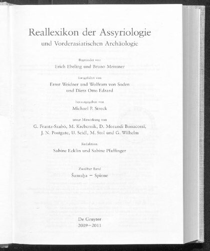 Reallexikon der Assyriologie und Vorderasiatischen Archäologie [RlA]