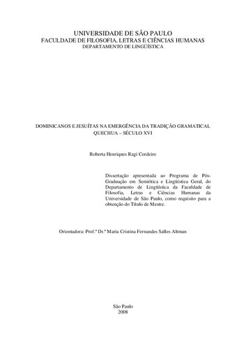 Domicanos e Jesuítas na emergência da tradição gramatical quechua - Século XVI