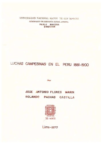 Luchas campesinas en el Perú 1881 - 1900: seminario de Historia Rural Andina