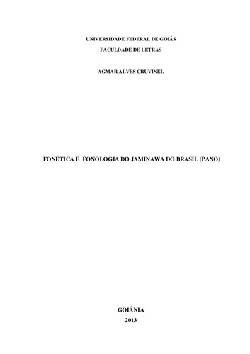 Fonética e fonologia do Jaminawa do Brasil (Pano)