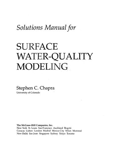 Solutions manual for surface water-quality modeling