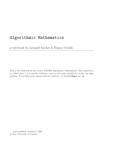Algorithmic Mathematics