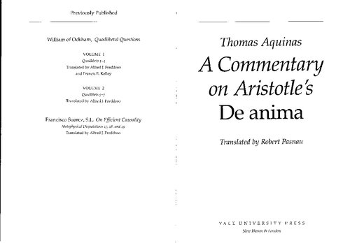 Thomas Aquinas. A Commentary on Aristotle's De Anima