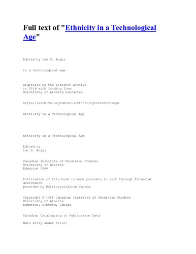 Ethnicity in a Technological Age