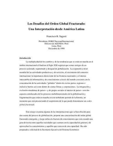 Los Desafíos del Orden Global Fracturado: Una Interpretación desde América Latina