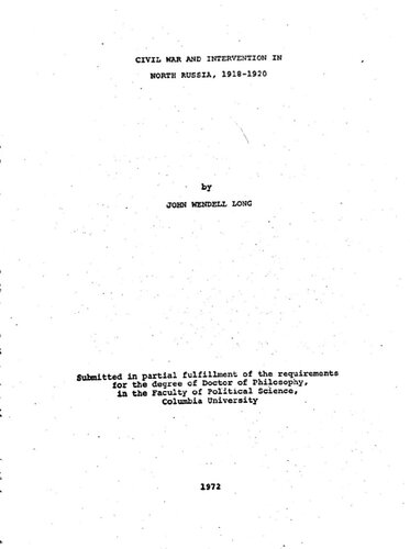 Civil War and Intervention in North Russia 1918-1920