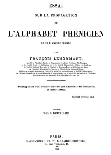 Essai sur la propagation de l'alphabet phénicien dans l'ancien monde 2