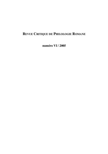 Revue critique de philologie romane - Volume 6