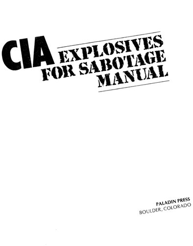 Explosives for sabotage manual