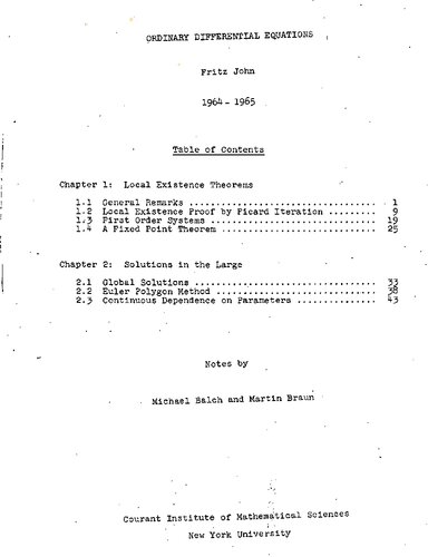 ORDINARY DIFFERENTIAL EQUATIONS