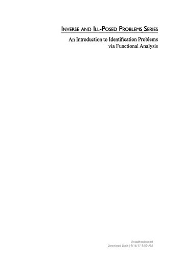 An Introduction to Identification Problems Via Functional Analysis