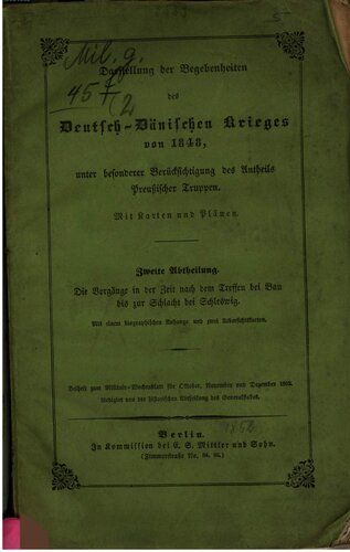 Darstellung der Begebenheiten des Deutsch-Dänschen Krieges von 1848, unter besonderer Berücksichtigung des Anteils Preußischer Truppen