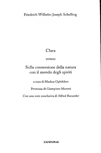 Clara, ovvero Sulla connessione della natura con il mondo degli spiriti