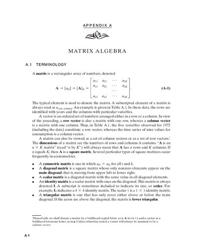 APPENDICES TO ECONOMETRIC ANALYSIS BY WILLIAN GREEN