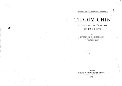 Tiddim Chin: A descriptive analysis of two texts