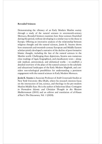 Revealed Sciences. The Natural Sciences in Islam in Seventeenth- Century Morocco