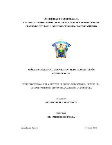 Análisis conceptual y experimental de la sustitución contingencial