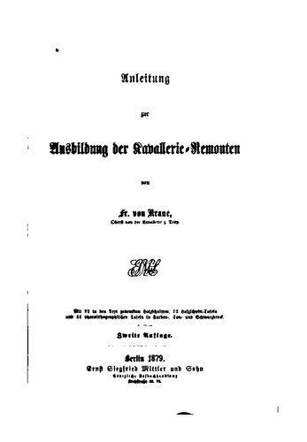 Anleitung zur Ausbildung der Kavallerie-Remonten