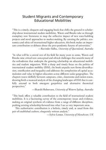 Student Migrants and Contemporary Educational Mobilities