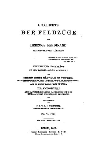 Geschichte der Feldzüge des Herzogs Ferdinand von Braunschweig-Lüneburg