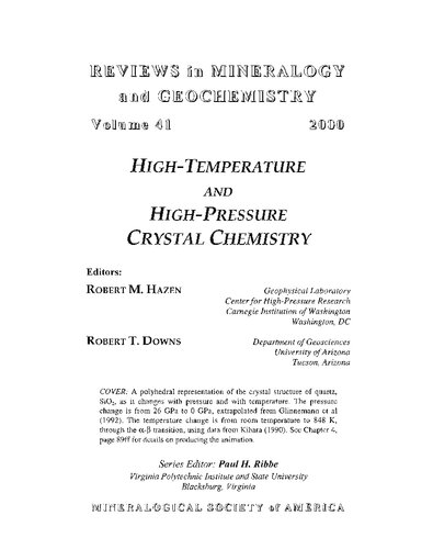 High-Temperature and High-Pressure Crystal Chemistry