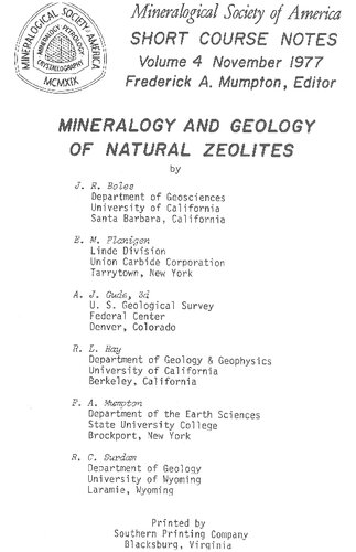 Mineralogy and Geology of the Natural Zeolites