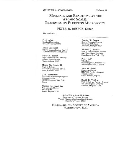 Minerals and Reactions at the Atomic Scale - Transmission Electron Microscopy